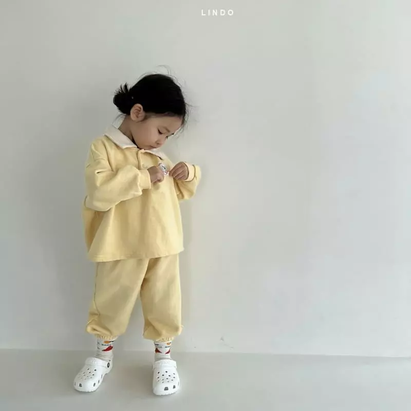 Lindo - Korean Children Fashion - #magicofchildhood - Open Collar Top Bottom Set - 11