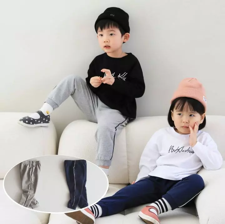 Luenco - Korean Children Fashion - #minifashionista - Color Line Baggy Pants