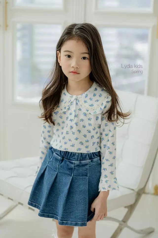 Lydia - Korean Children Fashion - #fashionkids - Denim Wrinkle Skirt Pants