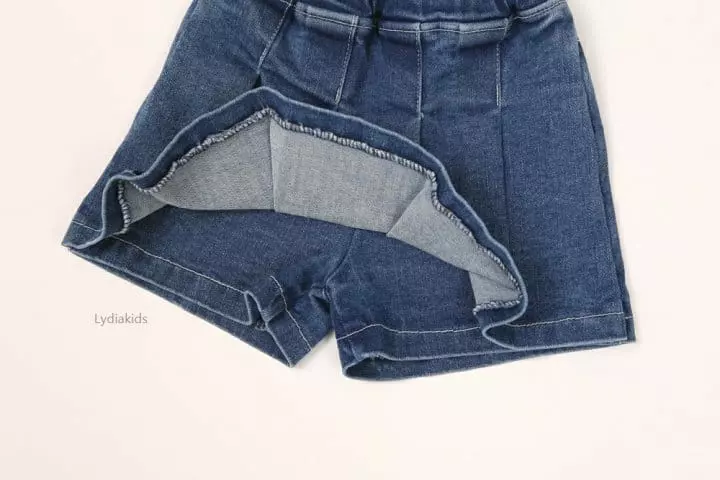Lydia - Korean Children Fashion - #minifashionista - Denim Wrinkle Skirt Pants - 8