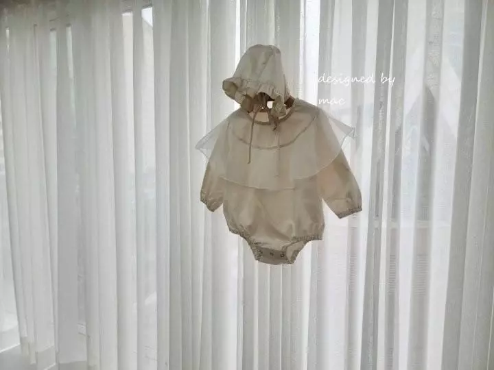 Mac - Korean Baby Fashion - #babyfever - Ruffle One-piece Bodysuit with Bonnet - 5