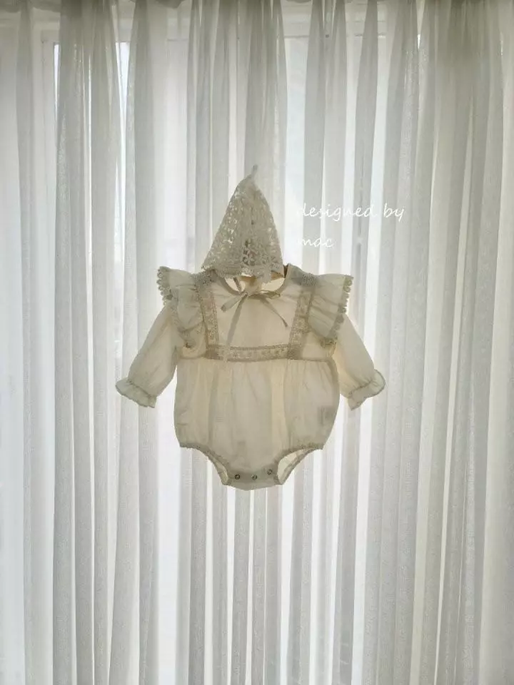 Mac - Korean Baby Fashion - #babygirlfashion - Lace Wing Bodysuit with Bonnet - 5