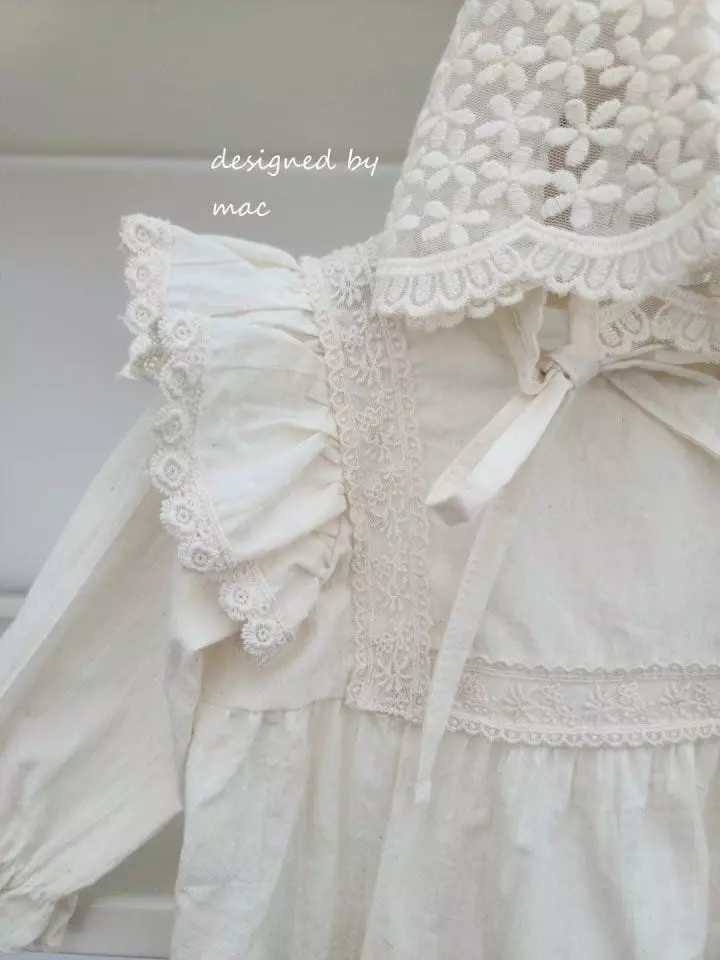Mac - Korean Baby Fashion - #babyoninstagram - Lace Wing Bodysuit with Bonnet - 7