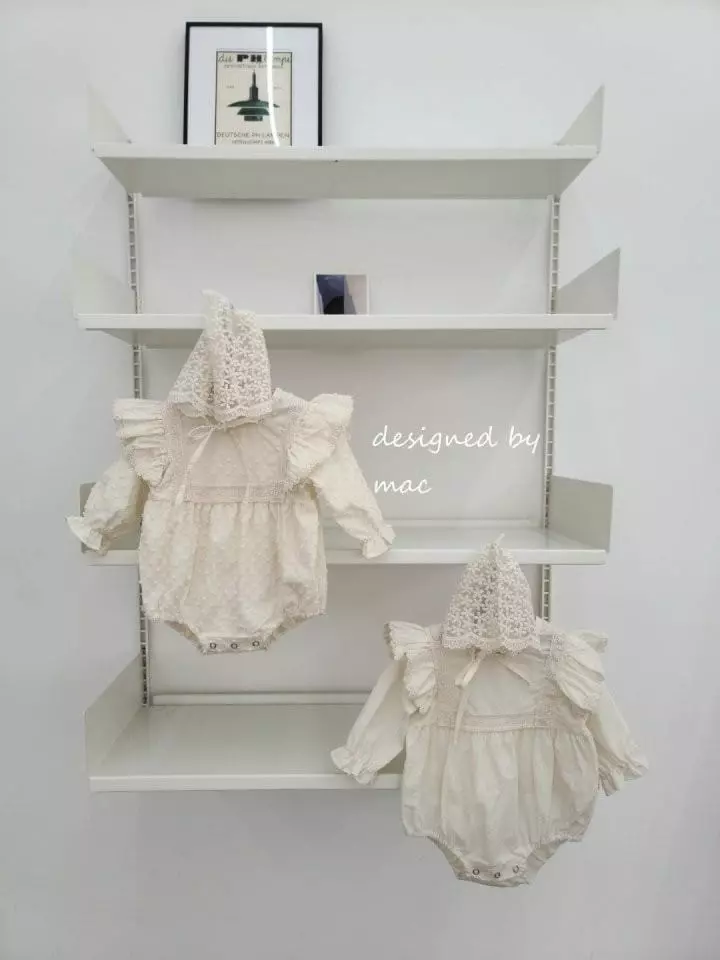 Mac - Korean Baby Fashion - #babyoutfit - Lace Wing Bodysuit with Bonnet - 10