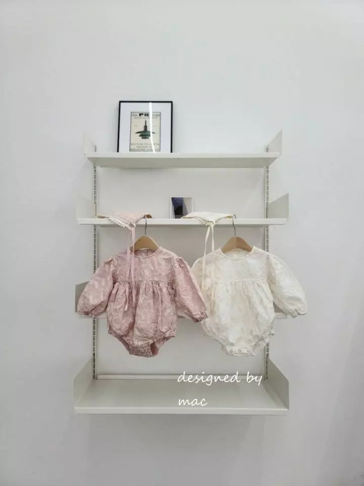 Mac - Korean Baby Fashion - #onlinebabyboutique - Bori Flower Embroidery Bodysuit with Bonnet - 10