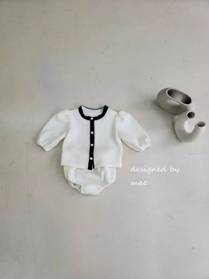 Mac - Korean Baby Fashion - #onlinebabyboutique - Puff Cardigan Bloomer Set - 3