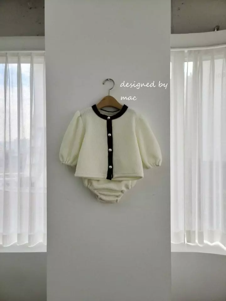 Mac - Korean Baby Fashion - #onlinebabyboutique - Puff Cardigan Bloomer Set - 4