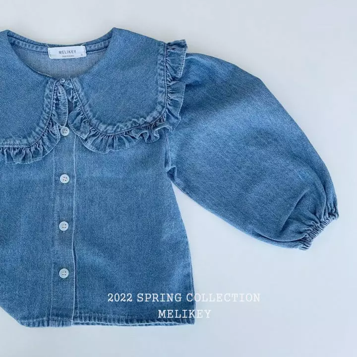 Melikey - Korean Children Fashion - #childofig - Denim Sailor Frill Blouse - 11