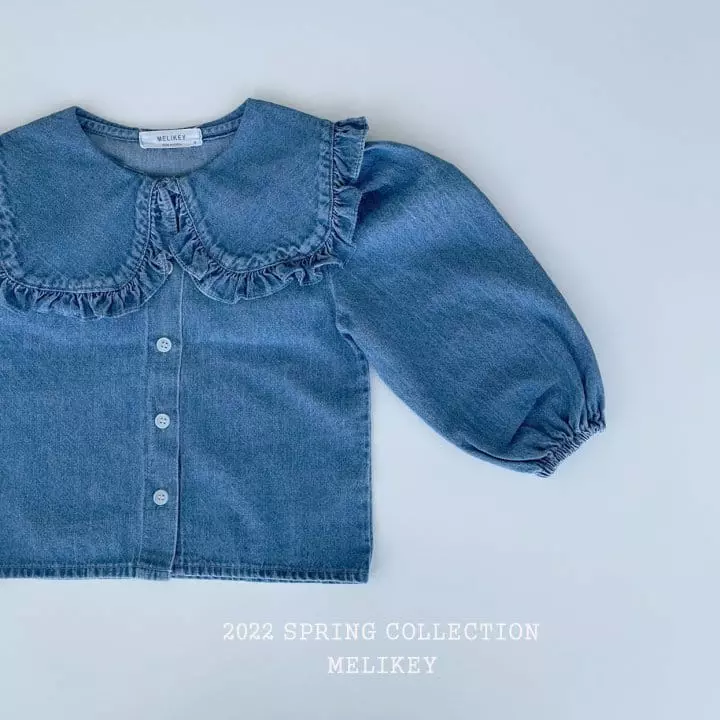 Melikey - Korean Children Fashion - #childofig - Denim Sailor Frill Blouse - 12
