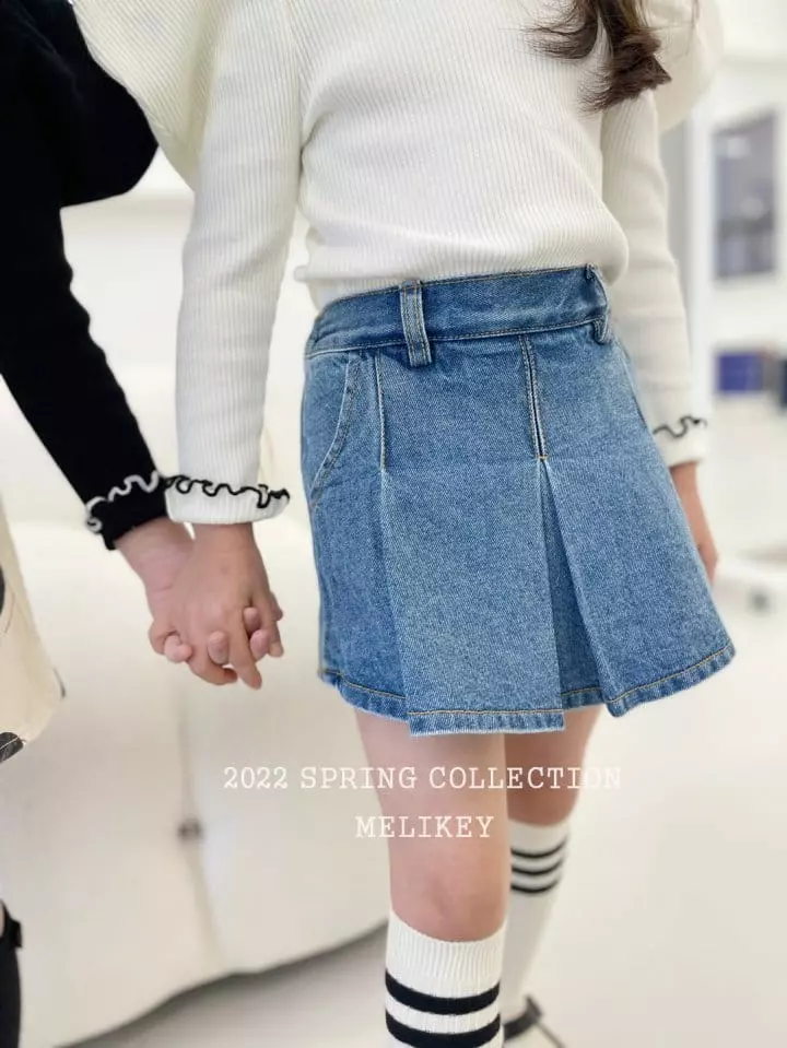 Melikey - Korean Children Fashion - #childofig - Wrinkle Denim Skirt Shorts - 11
