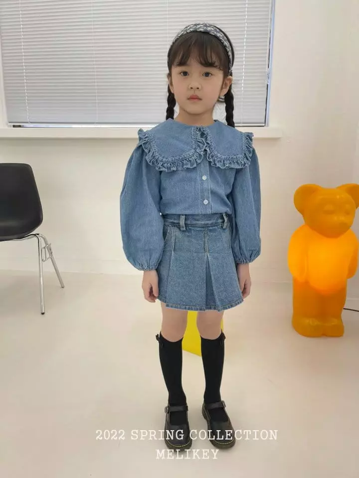 Melikey - Korean Children Fashion - #discoveringself - Denim Sailor Frill Blouse