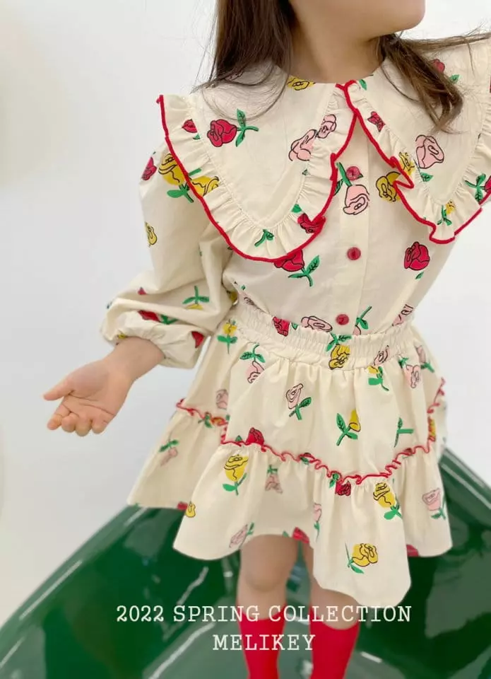 Melikey - Korean Children Fashion - #kidsshorts - Rose Frill Blouse - 7