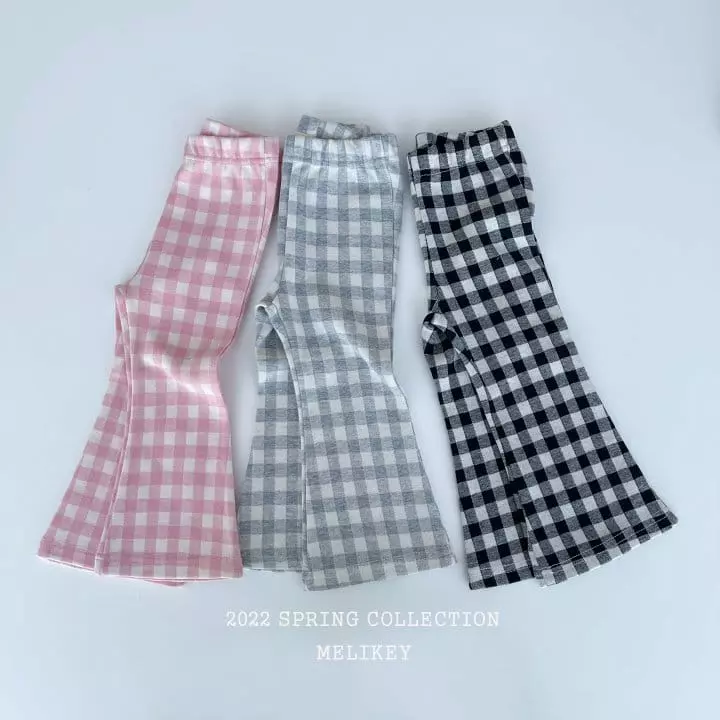 Melikey - Korean Children Fashion - #kidsshorts - Big Check Bootscut Leggings