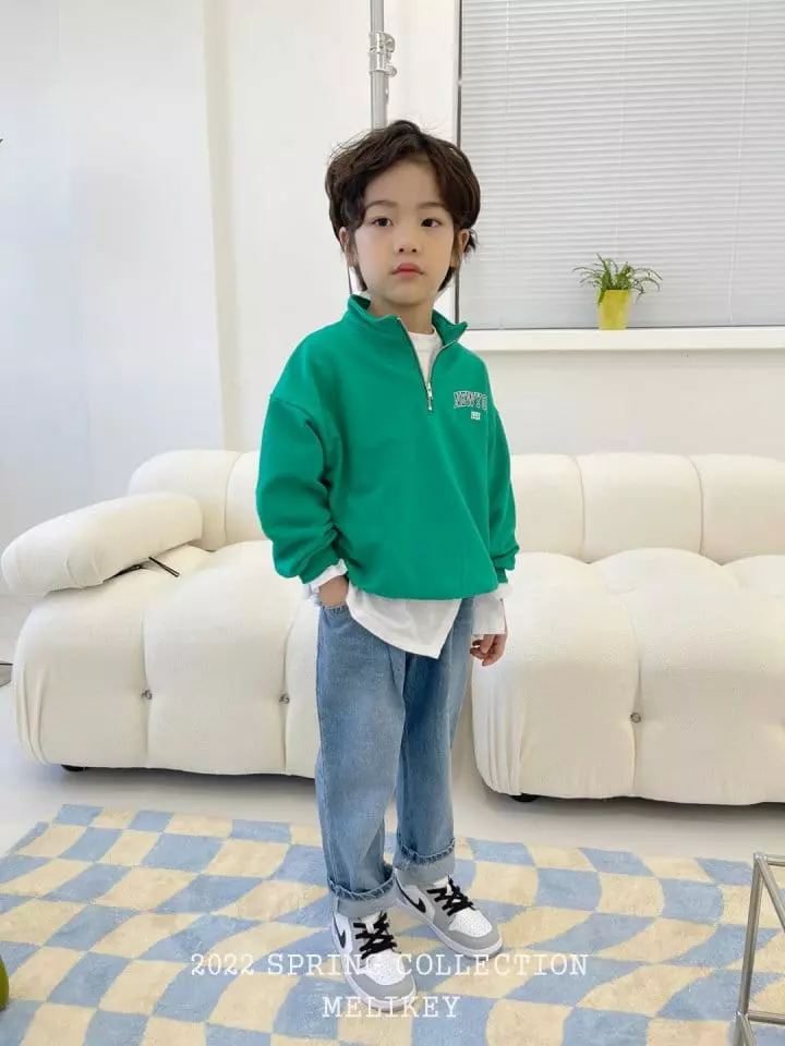 Melikey - Korean Children Fashion - #kidsstore - Denim Wrinkle Baggy Pants - 5
