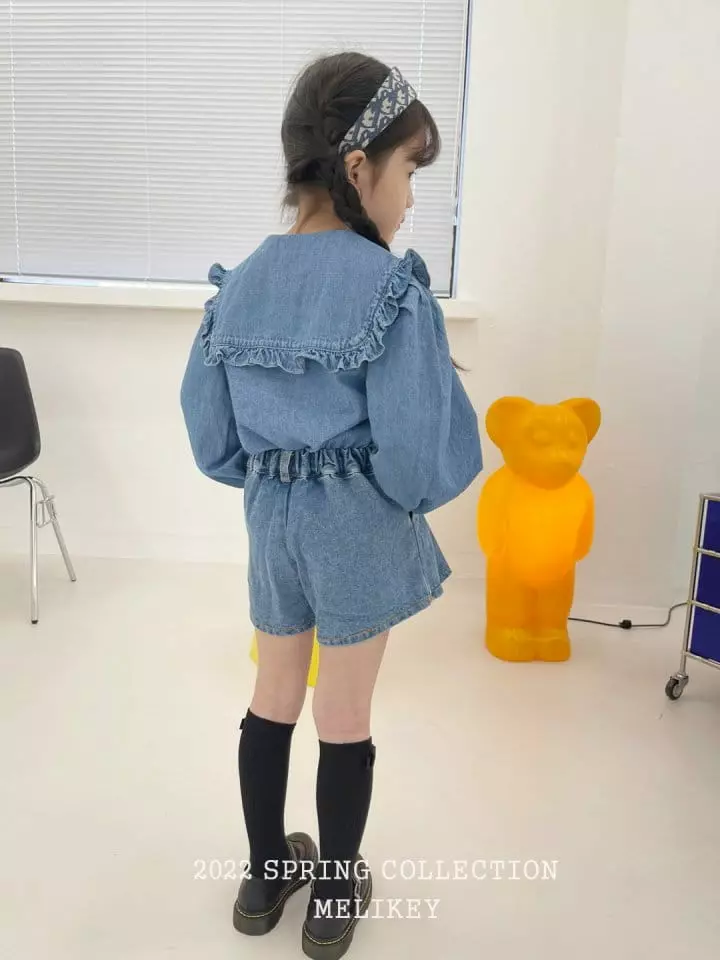 Melikey - Korean Children Fashion - #kidzfashiontrend - Denim Sailor Frill Blouse - 5
