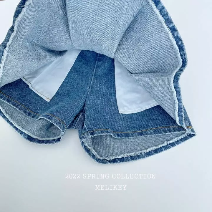 Melikey - Korean Children Fashion - #kidzfashiontrend - Wrinkle Denim Skirt Shorts - 2
