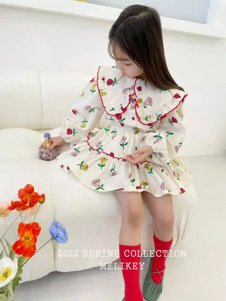 Melikey - Korean Children Fashion - #littlefashionista - Rose Frill Blouse - 11