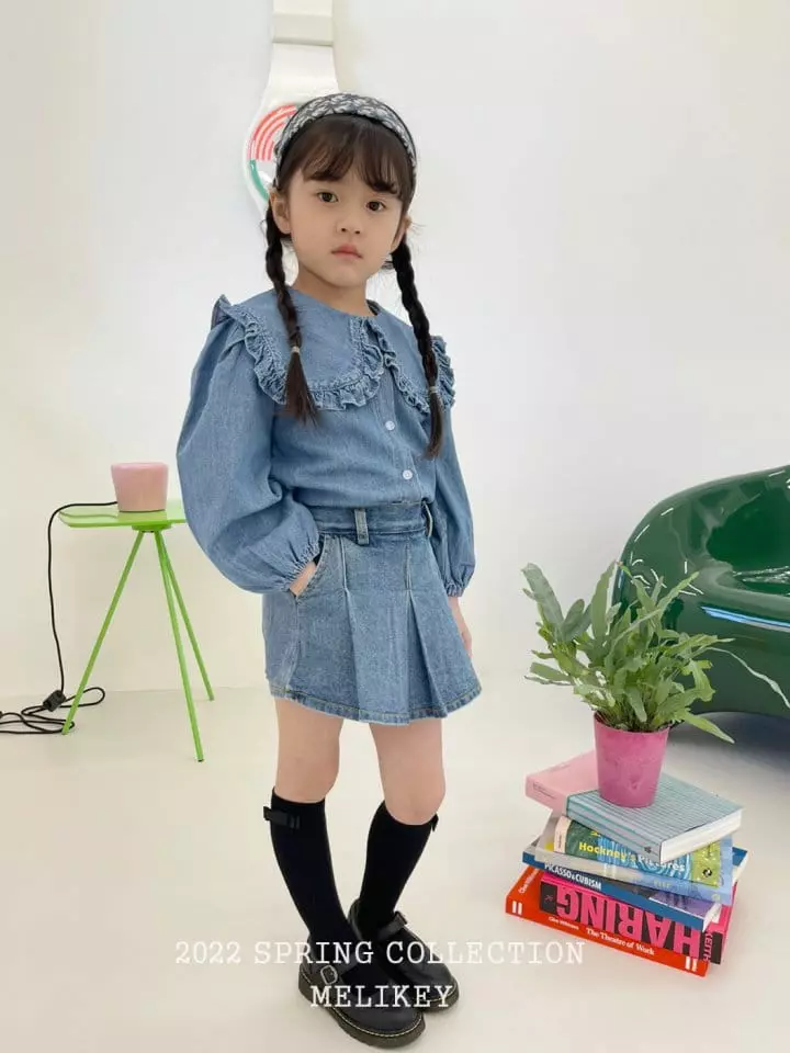 Melikey - Korean Children Fashion - #magicofchildhood - Denim Sailor Frill Blouse - 8