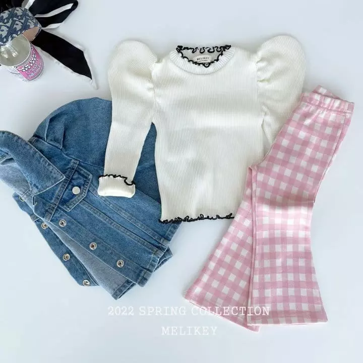 Melikey - Korean Children Fashion - #magicofchildhood - Big Check Bootscut Leggings - 6