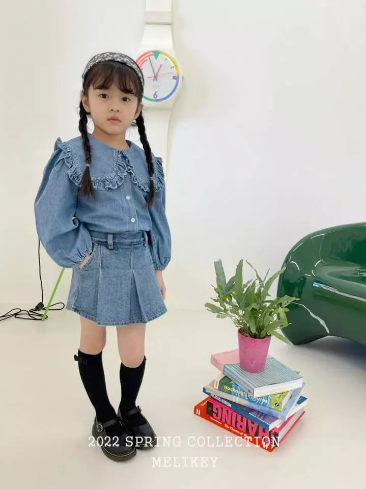 Melikey - Korean Children Fashion - #magicofchildhood - Wrinkle Denim Skirt Shorts - 5