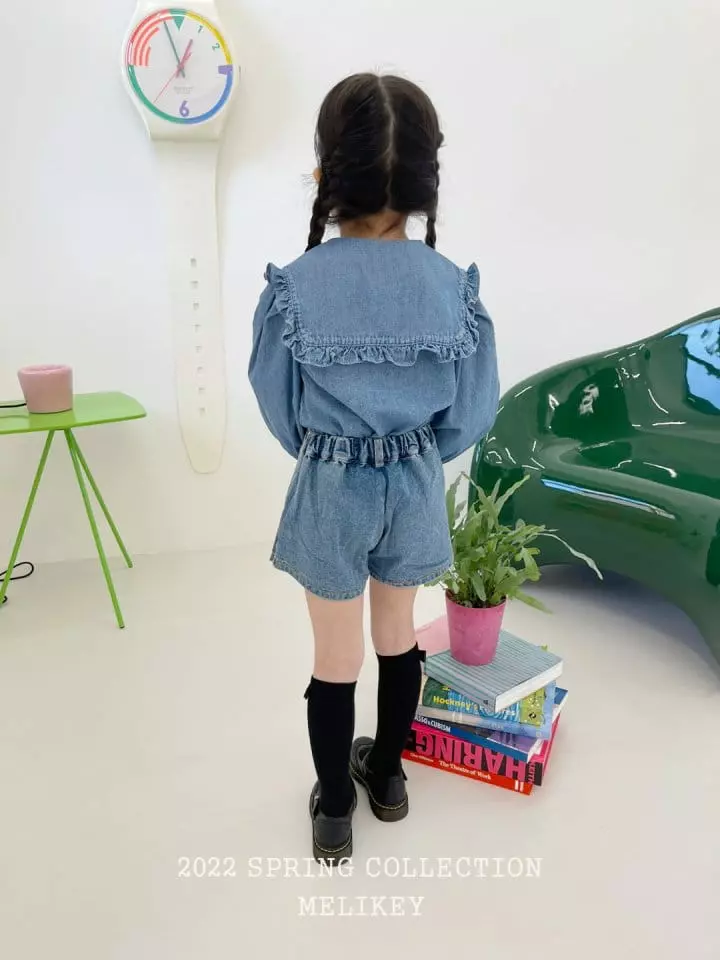 Melikey - Korean Children Fashion - #minifashionista - Denim Sailor Frill Blouse - 9