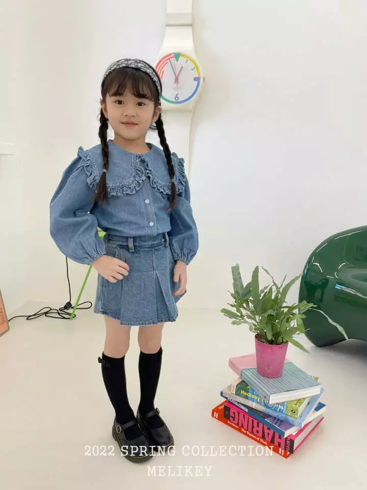 Melikey - Korean Children Fashion - #minifashionista - Wrinkle Denim Skirt Shorts - 6