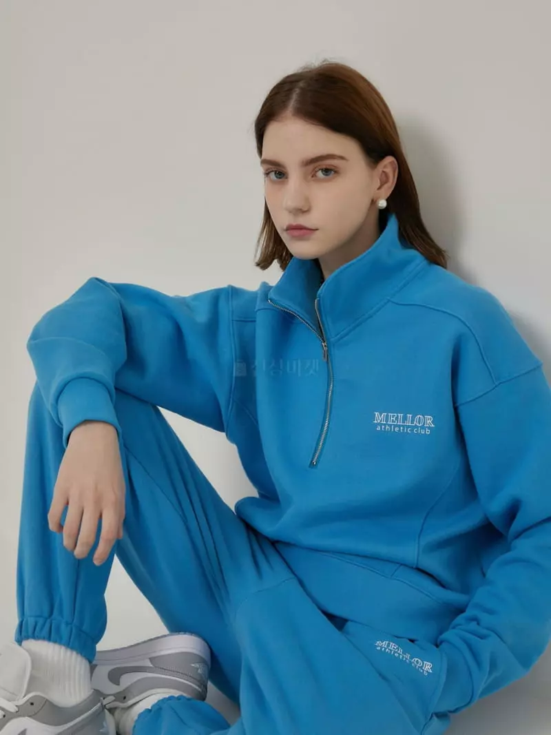 Mellor - Korean Women Fashion - #shopsmall - Half Zip-up Sweatshirt