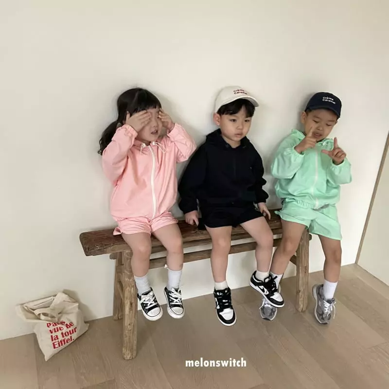 Melon Switch - Korean Children Fashion - #kidsshorts - Wind Top Bottom Set - 2