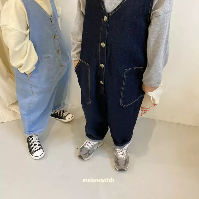 Melon Switch - Korean Children Fashion - #kidsstore - Tuff Denim Jumpsuit - 2