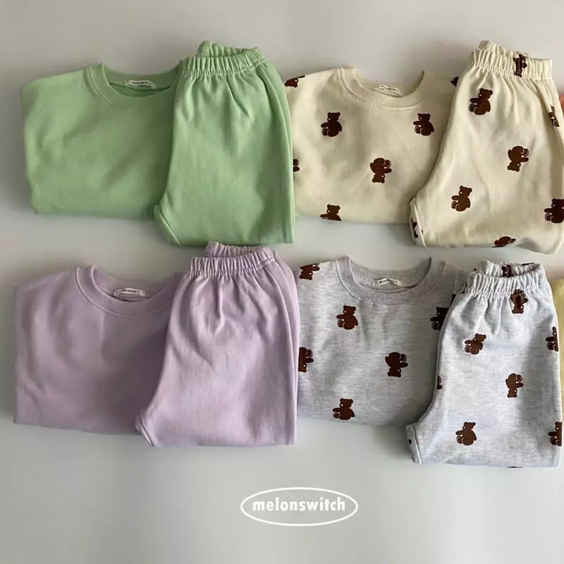 Melon Switch - Korean Children Fashion - #littlefashionista - Simple Top Bottom Set - 3