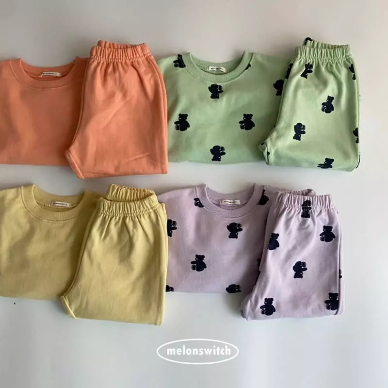 Melon Switch - Korean Children Fashion - #littlefashionista - Simple Top Bottom Set - 4