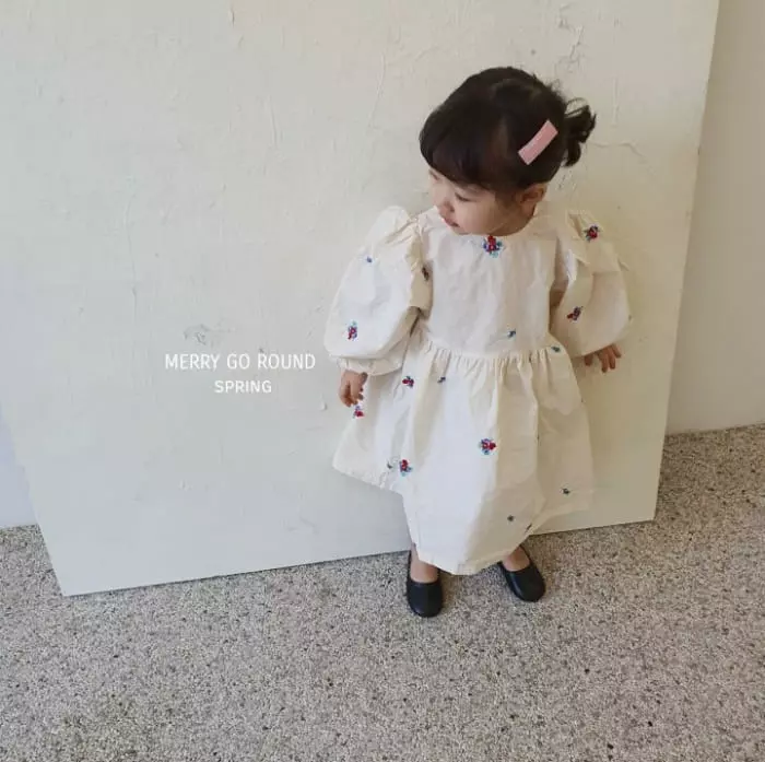 Merry Go Round - Korean Children Fashion - #Kfashion4kids - Flower Embroidery One-piece - 9