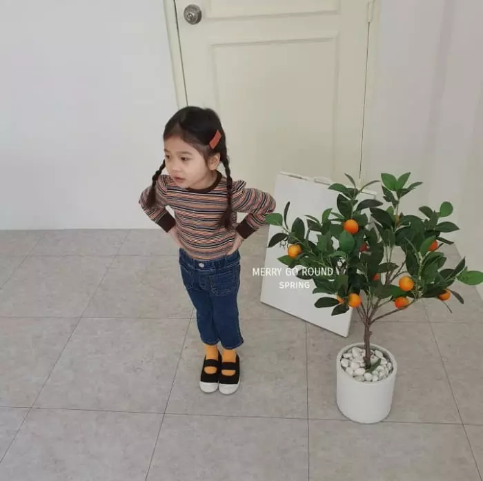 Merry Go Round - Korean Children Fashion - #discoveringself - Multi Stripes Tee - 8