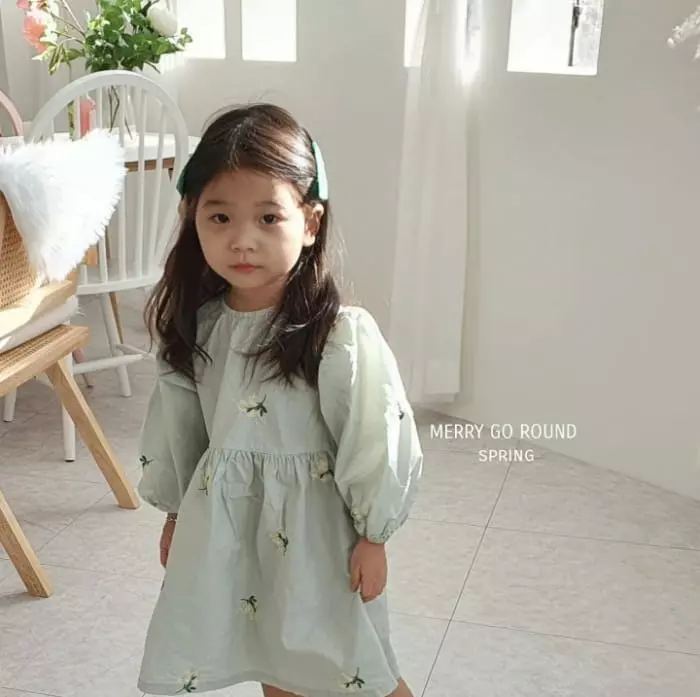 Merry Go Round - Korean Children Fashion - #fashionkids - Flower Embroidery One-piece - 5