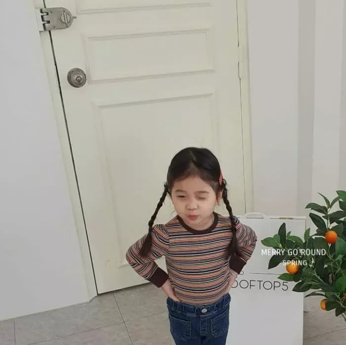 Merry Go Round - Korean Children Fashion - #fashionkids - Multi Stripes Tee - 9