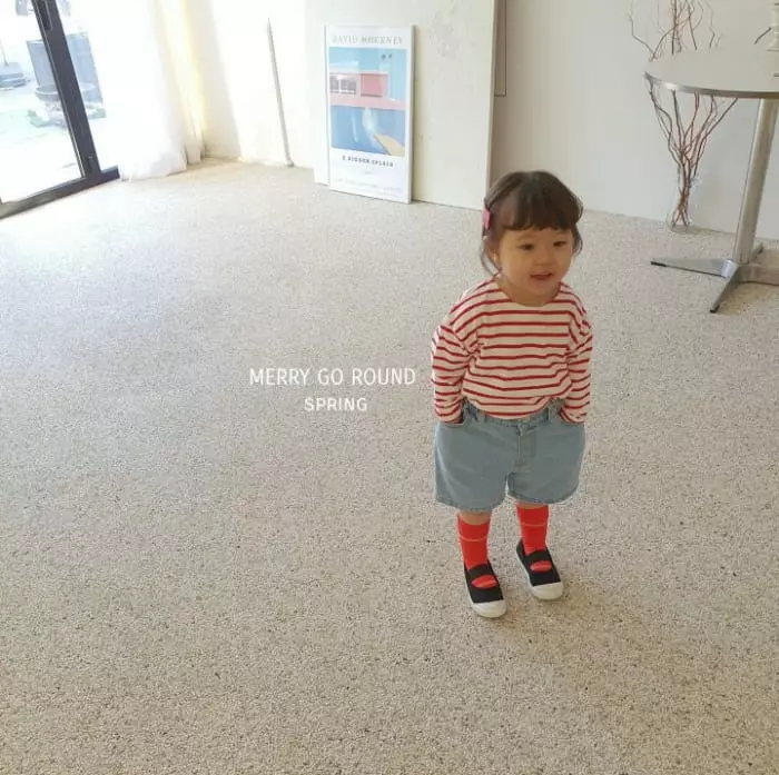 Merry Go Round - Korean Children Fashion - #kidsshorts - Stripes Box Tee - 12
