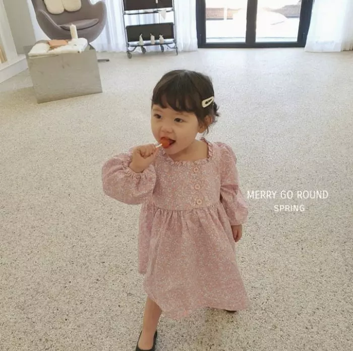 Merry Go Round - Korean Children Fashion - #littlefashionista - Square Frill One-piece - 2
