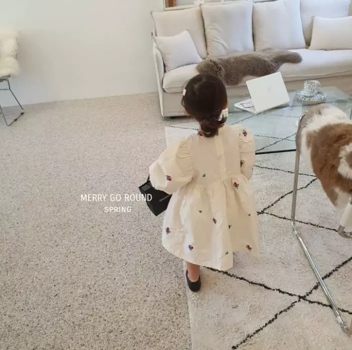 Merry Go Round - Korean Children Fashion - #minifashionista - Flower Embroidery One-piece - 12