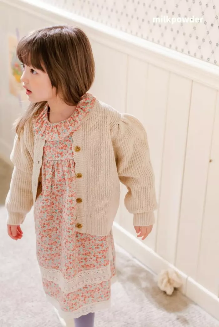 Milk Powder - Korean Children Fashion - #stylishchildhood - Puff Knit Cardigan - 8