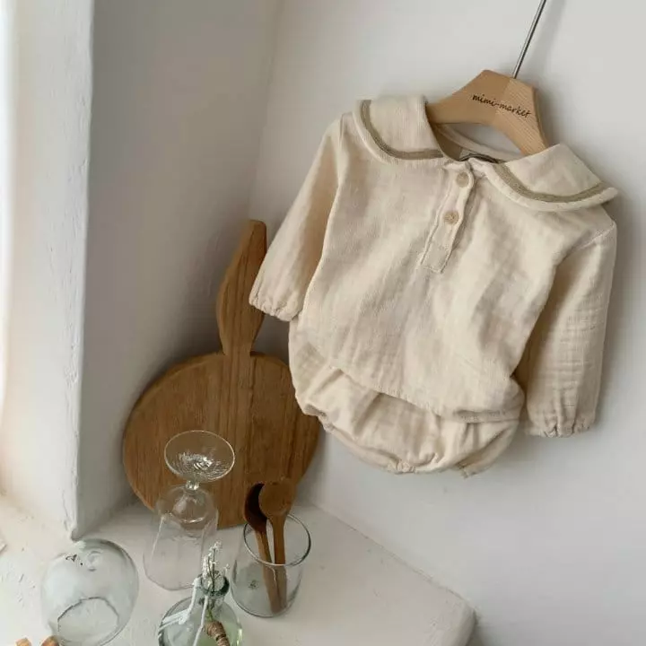 Mimi Market - Korean Baby Fashion - #babyclothing - Pigment Sailor Top Bottom Set - 9