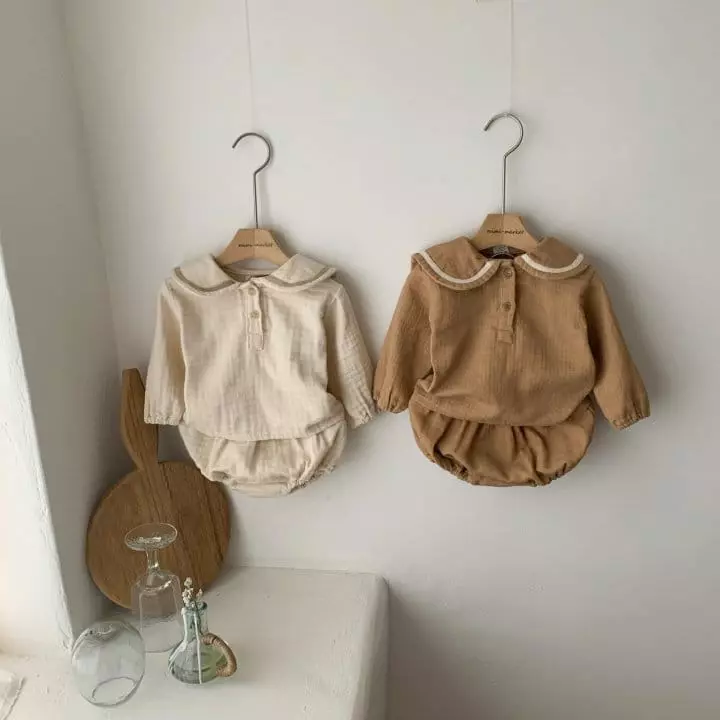 Mimi Market - Korean Baby Fashion - #onlinebabyshop - Pigment Sailor Top Bottom Set - 5