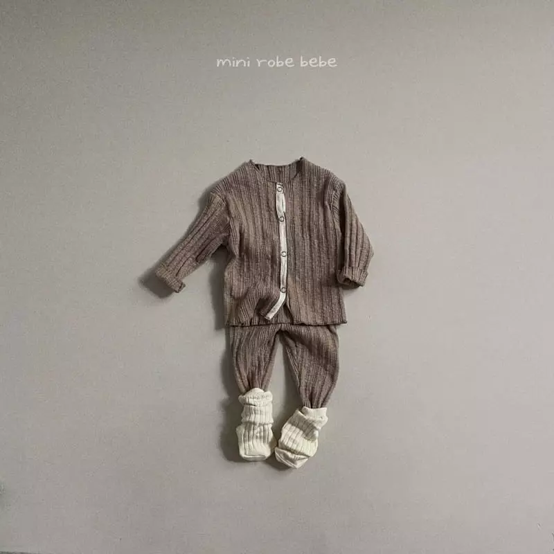 Mini Robe - Korean Baby Fashion - #babylifestyle - Bebe Berry Rib Top Bottom Set - 11
