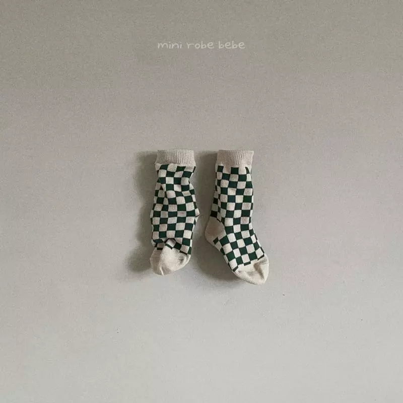Mini Robe - Korean Baby Fashion - #babylifestyle - Bebe Checker Board Socks [set of 3] - 4