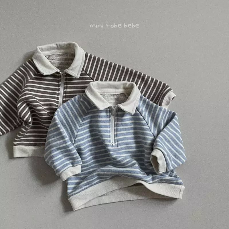 Mini Robe - Korean Baby Fashion - #babyoutfit - Bebe Melange Stripes Sweatshirt