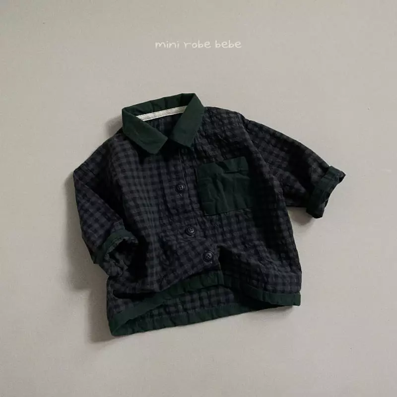 Mini Robe - Korean Baby Fashion - #babyoutfit - Check Shirt - 2