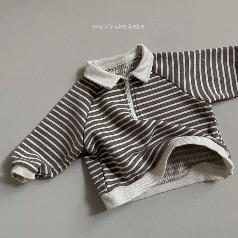 Mini Robe - Korean Baby Fashion - #babywear - Bebe Melange Stripes Sweatshirt - 4