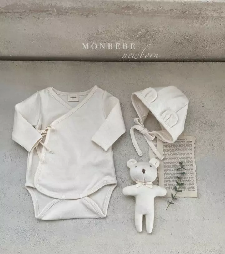 Monbebe - Korean Baby Fashion - #babyclothing - Oraganic Bear Bodysuit with Bonnet