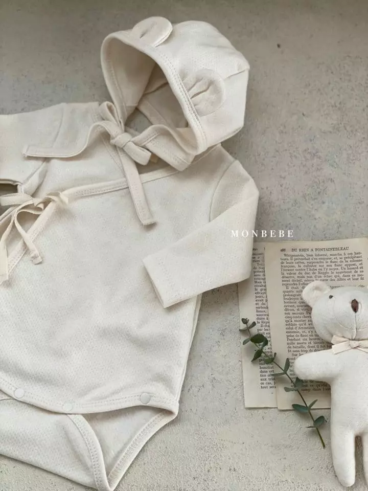 Monbebe - Korean Baby Fashion - #babyfashion - Oraganic Bear Bodysuit with Bonnet - 2