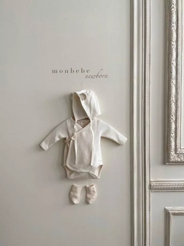 Monbebe - Korean Baby Fashion - #babyfever - Oraganic Bear Bodysuit with Bonnet - 4