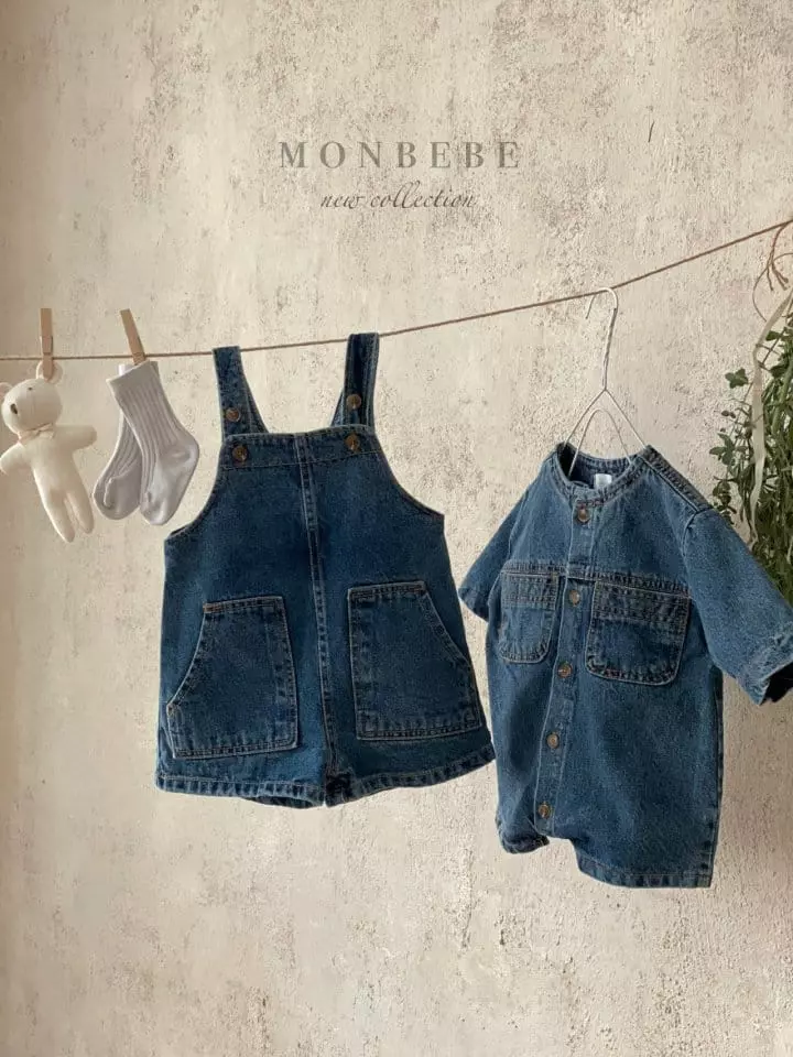 Monbebe - Korean Children Fashion - #kidsshorts - Kid Dungarees Bodysuit - 2